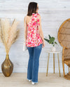 Rebecca One Shoulder Tiered Floral Top - Fuchsia Multi