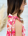 Rebecca One Shoulder Tiered Floral Top - Fuchsia Multi