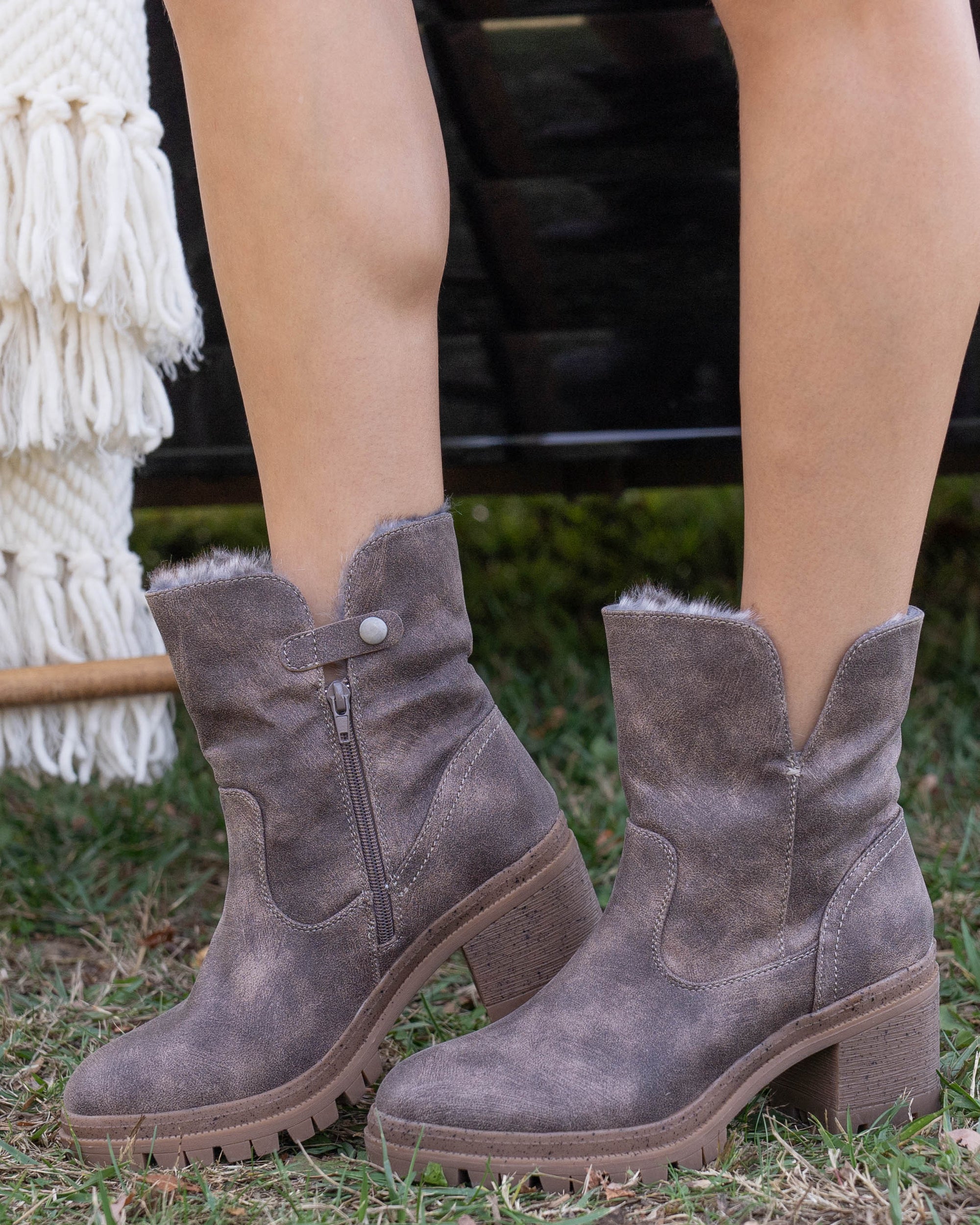Dark taupe booties clearance