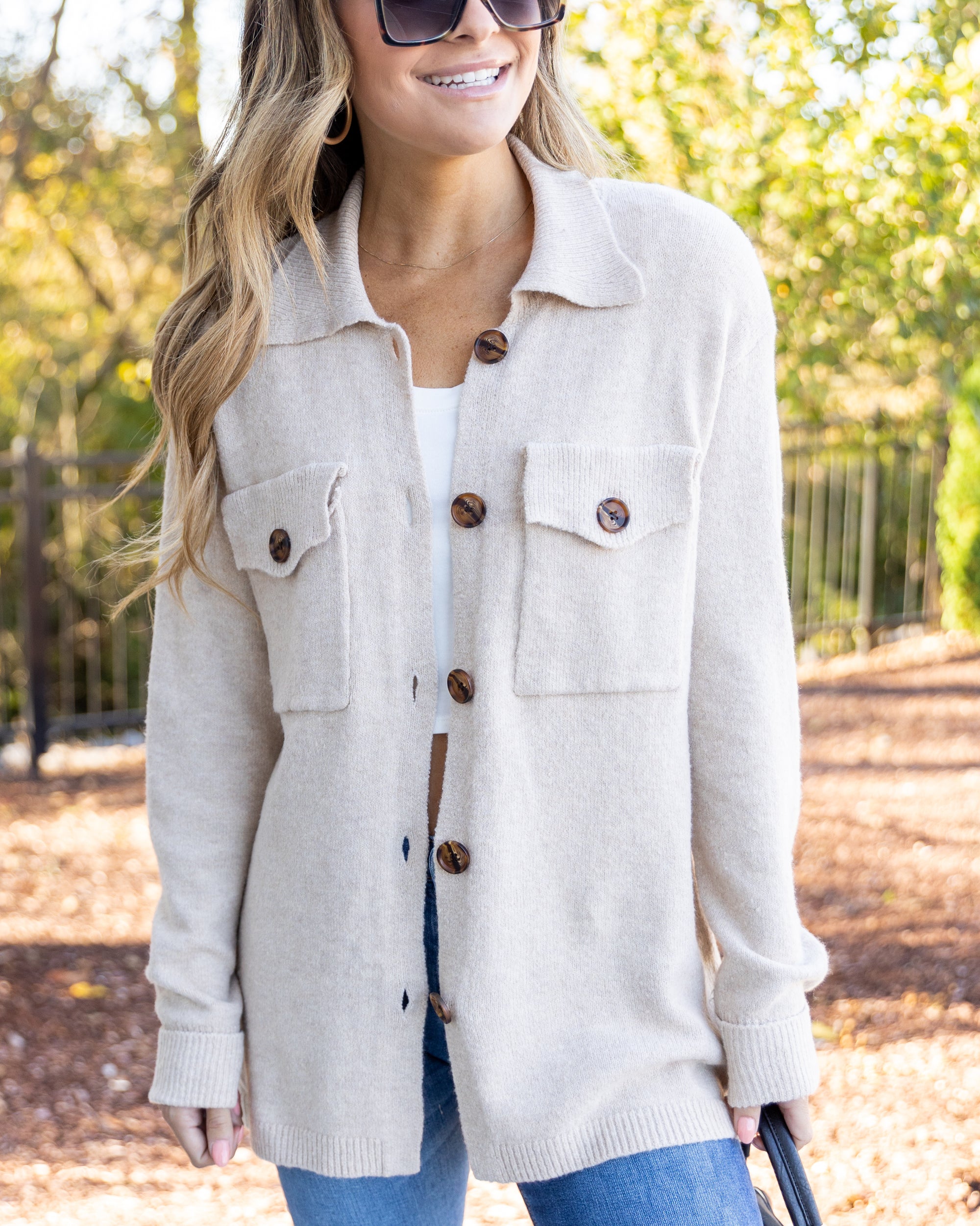 Tan button hot sale up cardigan