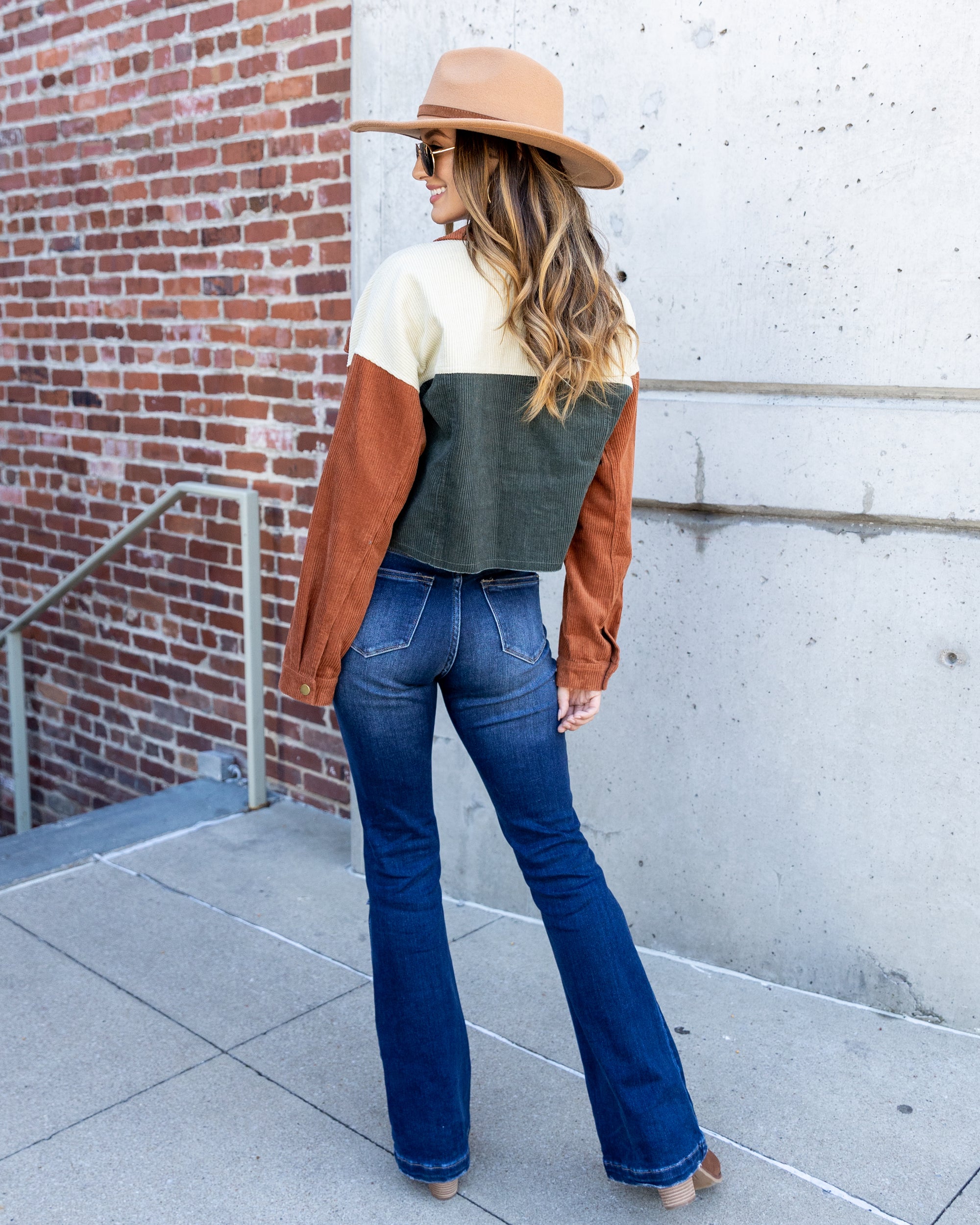 Candace Color Block Corduroy Jacket - Rust Multi - Eleven Oaks