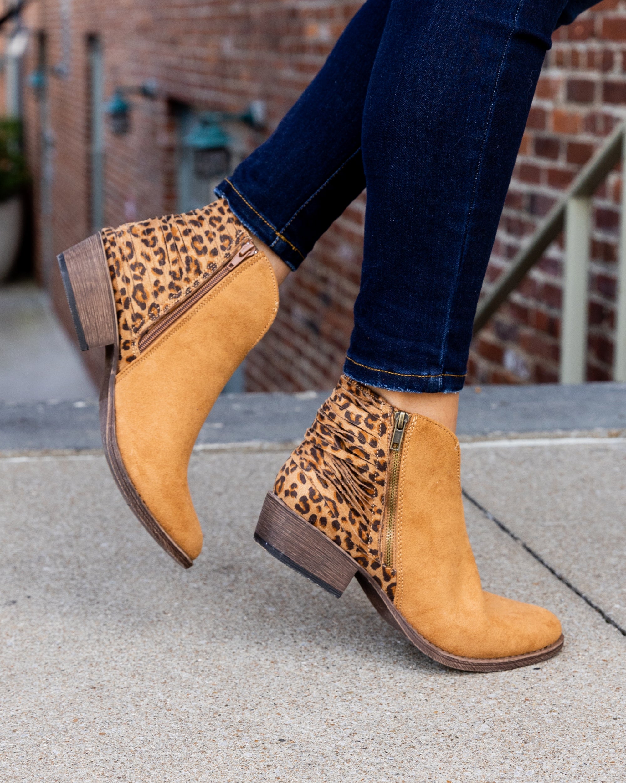 Cognac hot sale wedge booties