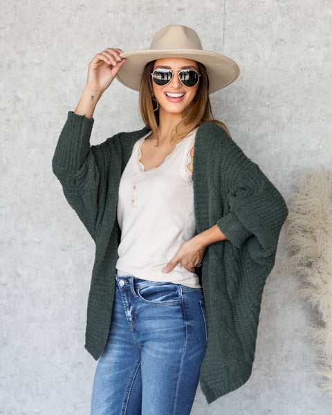 Katerina Oversized Cocoon Cardigan Hunter Green Eleven Oaks