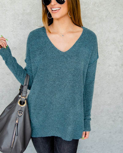 Shauna V-Neck Sweater - Steel Blue