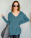 Shauna V-Neck Sweater - Steel Blue